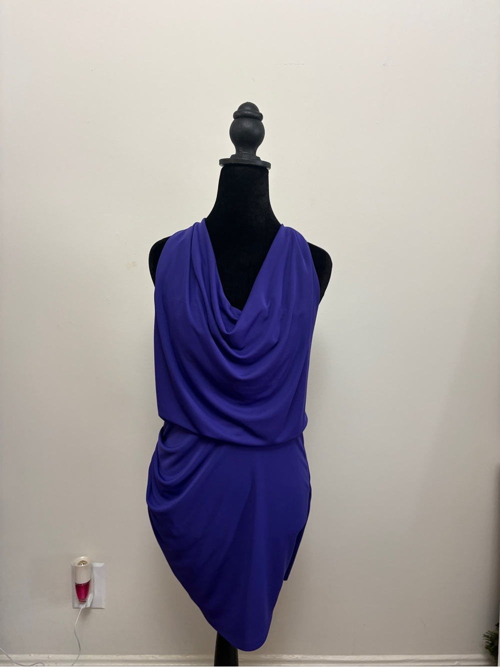 BCBGMaxAzria Royal Purple Draped Halter Mini Dress
